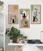 Putuo Decor Boho Wall Art Set of 3 - Abstract Cat Designs for Mid-Century Modern Homes, Perfect for Pet Lovers! - Image 6