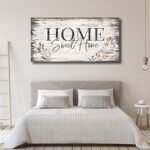Large Dark Brown "Home Sweet Home" Wall Art Sign – Rustic Wooden Canvas Decor for Living Room, 20" x 40". - Image 4