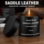 Men's Scented Candle | Saddle Leather Aromatherapy Gift for Dad & Boyfriend | 1 Pack Soy Candle for Home or Work - Image 2