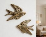 AMOIENSIS Set of 2 Antique Gold Bird Wall Sculptures - 4¾ inch 3D Resin Floating Decor - Image 7
