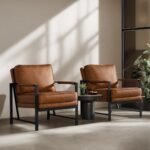Yaheetech Retro PU Leather Armchairs, Soft Padded Accent Chairs, 105° Slant, Set of 2, Light Brown. Perfect for Living Room, Office, Bedroom, Study. - Image 2
