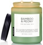 M&SENSE Bamboo Peony Spring Large Candles for Home Scented 19.4oz 110 Hour Long Lasting Burn Natural Organic Soy Candle Gifts for Women, Fresh Smelling Aromatherapy Gifts for Stress Relief