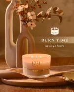 1771 Aromas Vanilla Scented Candle - 100% Natural Soy Wax, Large 3-Wick Jar, 50 Hours Burn Time - Ideal Gift for Men & Women - Image 4