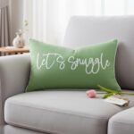 Sunkifover Let's Snuggle Lumbar Pillow Cover – 12x20 Inch Sage Green & White Cotton Decor - Image 5