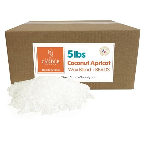 Direct Candle Supply Apricot Wax Beads, 5lb - Creamy Blend Direct Candle Supply Apricot Wax for Candle Making, 5lb Apricot Candle Wax Beads, Creamy Blend for High Load Fragrance Formulation, Candle Making Supplies