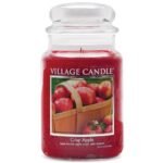 Village Candle Crisp Apple Large Glass Apothecary Jar Scented Candle, 21.25 oz., Red