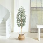 6FT Faux Olive Tree with Real Wood Trunk & Seagrass Basket – Lifelike Indoor Decor for Home & Office. - Image 8