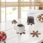 Yuoyar Tree-Shaped Sapeli Wood Coasters Set for Stylish Coffee Table and Kitchen Decor. - Image 5