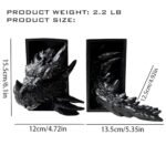 Gothic Dragon Bookends for Fantasy Lovers - Black Resin Shelf Holders (10"x6.1"x4.9") - Image 4