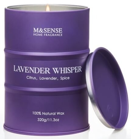 M&SENSE Lavender Soy Candles for Home Scented 11.6oz 70 Hour Long Burning, Aromatherapy Candle for Stress Relief Meditation Relaxing, Appreciation Gifts for Mom Teacher Friends
