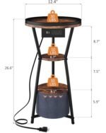 Yusong Round Side Table with Charging Station – Small 3-Tier Industrial Accent Table in Rustic Brown for Living Rooms and Bedrooms - Image 2