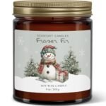 Snowman Christmas Candle, Fraser Fir Pine Scented Holiday Candle, Non-Toxic Soy Wax, Handmade in The USA