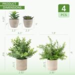 ALAGIRLS 4-Pack Small Fake Plants: 10" Eucalyptus, Rosemary, Succulents in Pulp Pots for Home Decor. - Image 2
