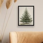 Vintage Christmas Tree Print - Rustic Winter Art, 8x10" Framed Botanical Holiday Decor - Image 5