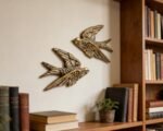AMOIENSIS Set of 2 Antique Gold Bird Wall Sculptures - 4¾ inch 3D Resin Floating Decor - Image 6