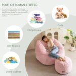HIGOGOGO Pink Pouf Ottoman: Modern Foam-Filled Round Footrest, 20x15 Inches, Boho Chic Stool for Living Room - Image 4