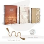 JULZEN Linen Decorative Books - Set of 3 Beige Fake Books for Coffee Table Decor & Storage, Plus Wood Knot & Bead Garland. - Image 4