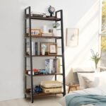 BATHWA 5-Tier Rustic Industrial Ladder Bookshelf, 59''H x 24''W, Ideal for Living Room, Bedroom, or Home Office. - Image 5
