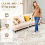 Washable 8x10 Vintage Boho Area Rug for Living Room, Bedroom, Dining, & Office - Non-Slip, Low Pile (Beige). - Image 4