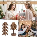 Yuoyar Tree-Shaped Sapeli Wood Coasters Set for Stylish Coffee Table and Kitchen Decor. - Image 4