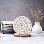 Mckanti 8-Pack Cotton Woven Coasters with Holder - 4 Colors, Absorbent & Stylish, 4.3" for Living Room & Tabletop Protection. - Image 7