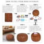 Thgonwid Unstuffed Moroccan Pouf Ottoman: Handmade Boho Chic Storage Footrest for Living Room, Bedroom & Patio. Brown Round Ethnic Cushion. - Image 6