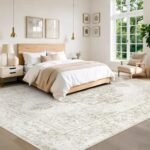 Washable 8x10 Vintage Boho Area Rug for Living Room, Bedroom, Dining, & Office - Non-Slip, Low Pile (Beige). - Image 6