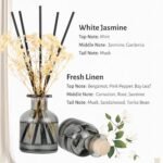 Brakula 2-Pack Reed Diffuser: Fresh Linen & White Jasmine (3.38 fl oz Each) - Elegant Home Fragrance with 12 Sticks, Perfect for Shelf Decor. - Image 2
