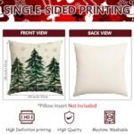 Set of 4 Merry Christmas Trees Pillow Covers 18"x18" - Snowflake & Red Berries Winter Decor - Image 2