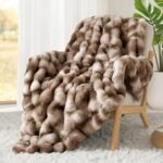 Touchat Luxury 1000GSM Rabbit Faux Fur Blanket – Cozy, Heavy, Reversible Brown Plush 60"x80" for Sofa & Bed. - Image 8