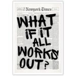 Retro Black And White Newspaper Poster What If It All Works Out Canvas Wall Art Positive Affirming Quote Minimalist Prints Painting For Home Bedroom Dorm Wall Decor 12x16in Unframed