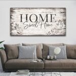 Large Dark Brown "Home Sweet Home" Wall Art Sign – Rustic Wooden Canvas Decor for Living Room, 20" x 40". - Image 3