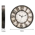 ZOOFOX 12-Inch Retro Wall Clock: Silent Battery-Operated Quartz Clock with 3D Arabic Numerals for Home, Office, Living Room, and Kitchen. - Image 3