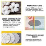 Mckanti 8-Pack Cotton Woven Coasters with Holder - 4 Colors, Absorbent & Stylish, 4.3" for Living Room & Tabletop Protection. - Image 3