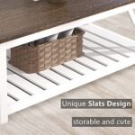 ChooChoo Farmhouse Coffee Table: Rustic Vintage Living Room Table with Shelf, 40" White - Image 5