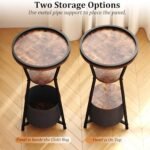 Yusong Round Side Table with Charging Station – Small 3-Tier Industrial Accent Table in Rustic Brown for Living Rooms and Bedrooms - Image 8