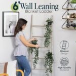 5ft 8in Smokey Oak Blanket Ladder for Living Room & Bedroom - 6-Tier Rustic Quilt Rack & Storage. - Image 6