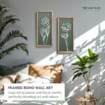 Set of 2 Lightweight 3D Floral Green Wall Art – Boho Wooden Framed Decor for Any Room – Sage Green Gift-Boxed - Image 3