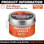 Chuarry 24-Piece Emergency Candle Set: 24-Hour Long-Lasting Soy Candles for Power Outages & Outdoor Activities (Silver) - Image 2