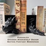 Gothic Dragon Bookends for Fantasy Lovers - Black Resin Shelf Holders (10"x6.1"x4.9") - Image 2