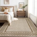 GarveeHome 8x10 Modern Area Rugs: Soft, Washable, Non-Slip Checkered Rugs for Living Room, Bedroom, and Office. Taupe. - Image 8