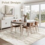 6x9 Washable Area Rug: Soft Neutral Abstract Non-Slip Low Pile Carpet for Living Room & More (Beige) - Image 2