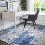 RELEANY 5'x7' Washable Area Rug: Non-Slip Modern Abstract in Blue, Gray, and Navy for Living Room/Bedding. - Image 7