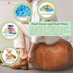 Thgonwid Unstuffed Moroccan Pouf Ottoman: Handmade Boho Chic Storage Footrest for Living Room, Bedroom & Patio. Brown Round Ethnic Cushion. - Image 5