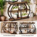 Tribesigns 41.3" Industrial Console Table | 3-Tier Entryway Table with Arched Metal Frame & Rustic Brown Storage Shelves - Image 6