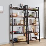 BATHWA 5-Tier Rustic Industrial Ladder Bookshelf, 59''H x 24''W, Ideal for Living Room, Bedroom, or Home Office. - Image 6