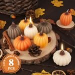 Lanpn Fall Scented Candle Gift Set: 8 Pumpkin Shaped Spice Candles for Thanksgiving Decor - Image 2