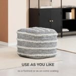 Anji Mountain Handmade Pouf Ottoman - Cozy Footrest for Living Room, Bedroom, or Nursery (20" x 20" x 20", Ivory & Blue) - Image 8