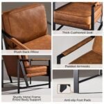 Yaheetech Retro PU Leather Armchairs, Soft Padded Accent Chairs, 105° Slant, Set of 2, Light Brown. Perfect for Living Room, Office, Bedroom, Study. - Image 5