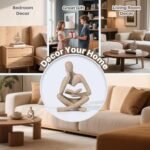 RHXRAF Abstract Thinker Statue - Modern Resin Sculptures for Bookshelf, Coffee Table & Office Decor (Beige) - Image 5